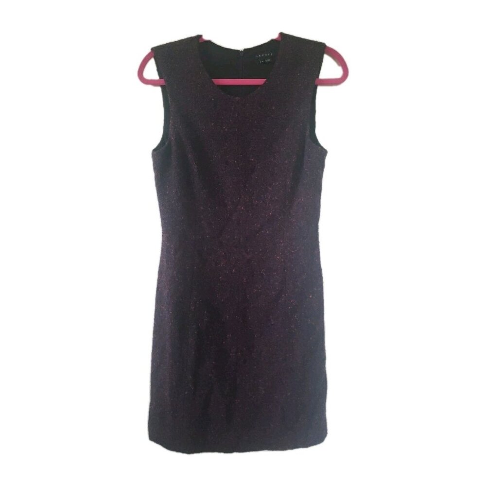 Theory Dress Tweed Wool Linen Blend Franita Sheath 8 Workwear Purple Capsule
